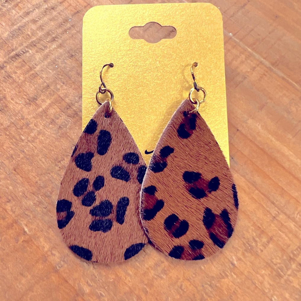 Faux hide animal print earrings